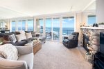 NEW PHOTO The Beacon, Amazing Oceanfront Views from Living Room with River Rock Fireplace